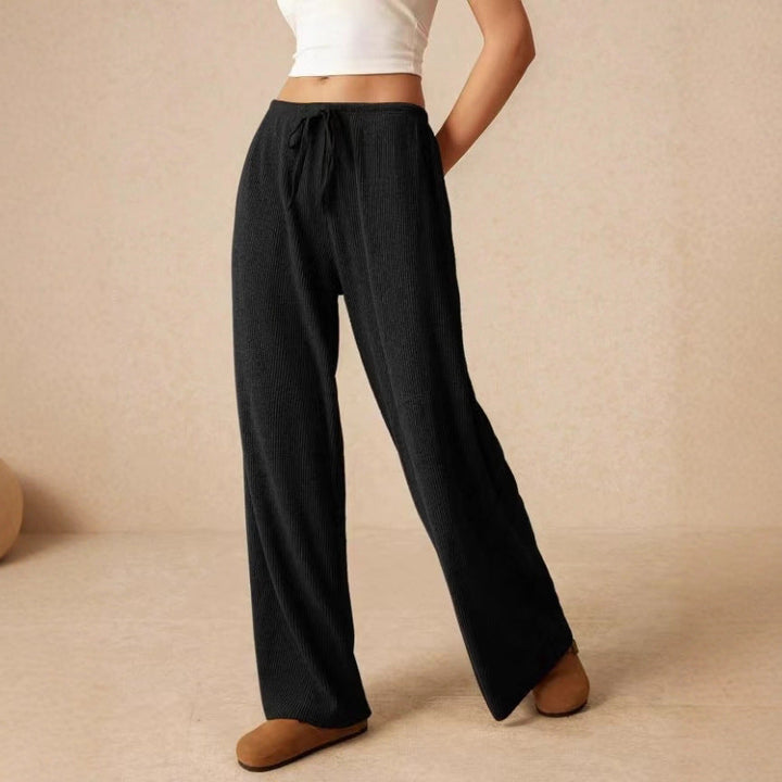 Damen weite Baumwoll-Haremshose mit hoher Taille und praktischem Kordelzug Drune