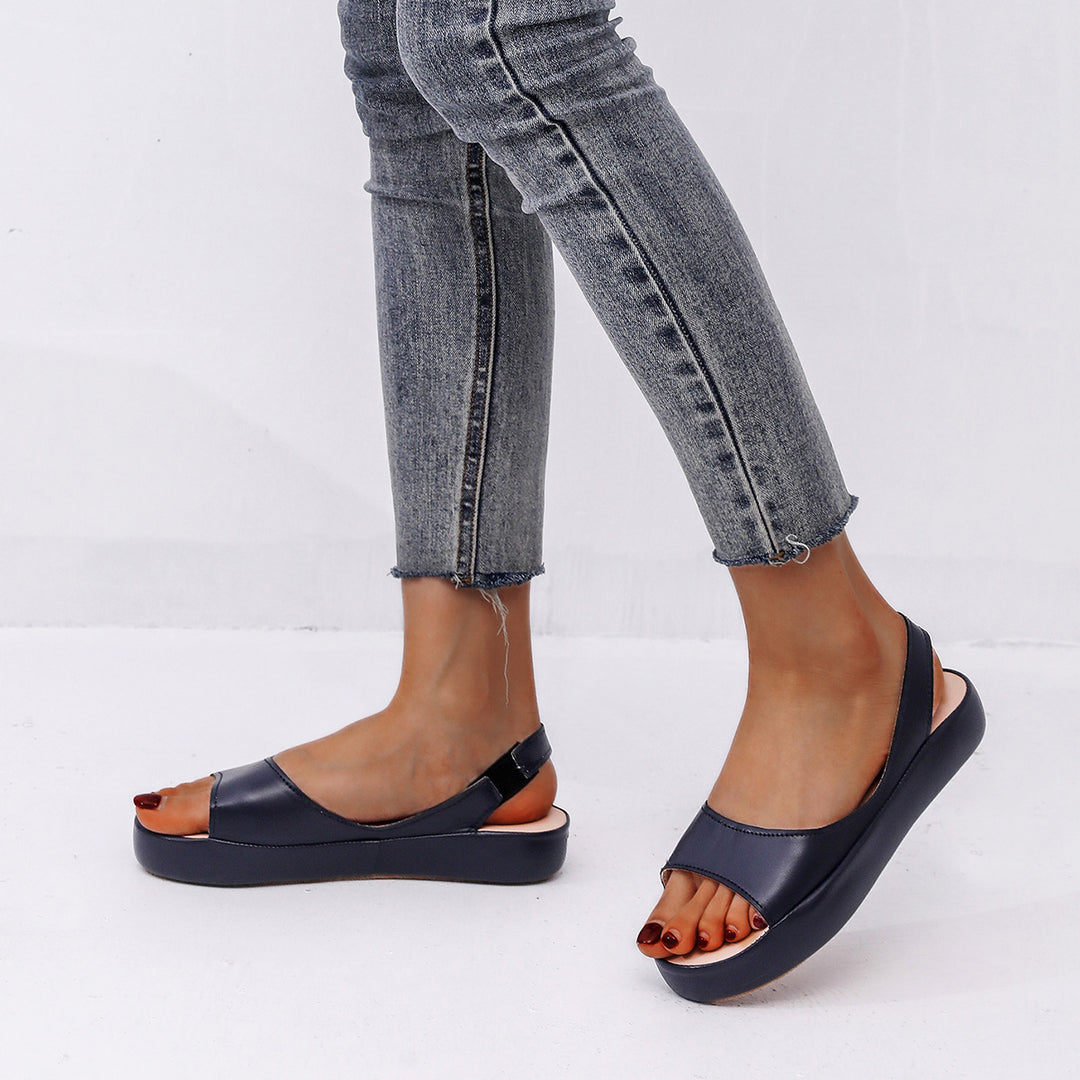 Damen Slingback Sandalen mit modischem Plateau und verstellbarem Riemen Drune