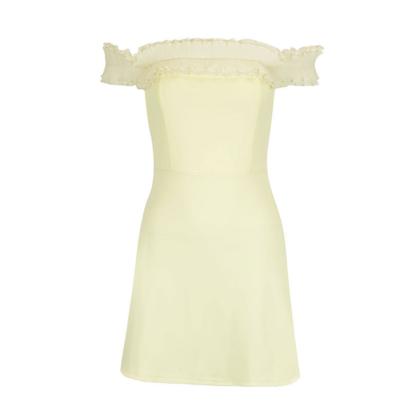 Damen Off-Shoulder Kleid mit Rüschenbesatz Drune