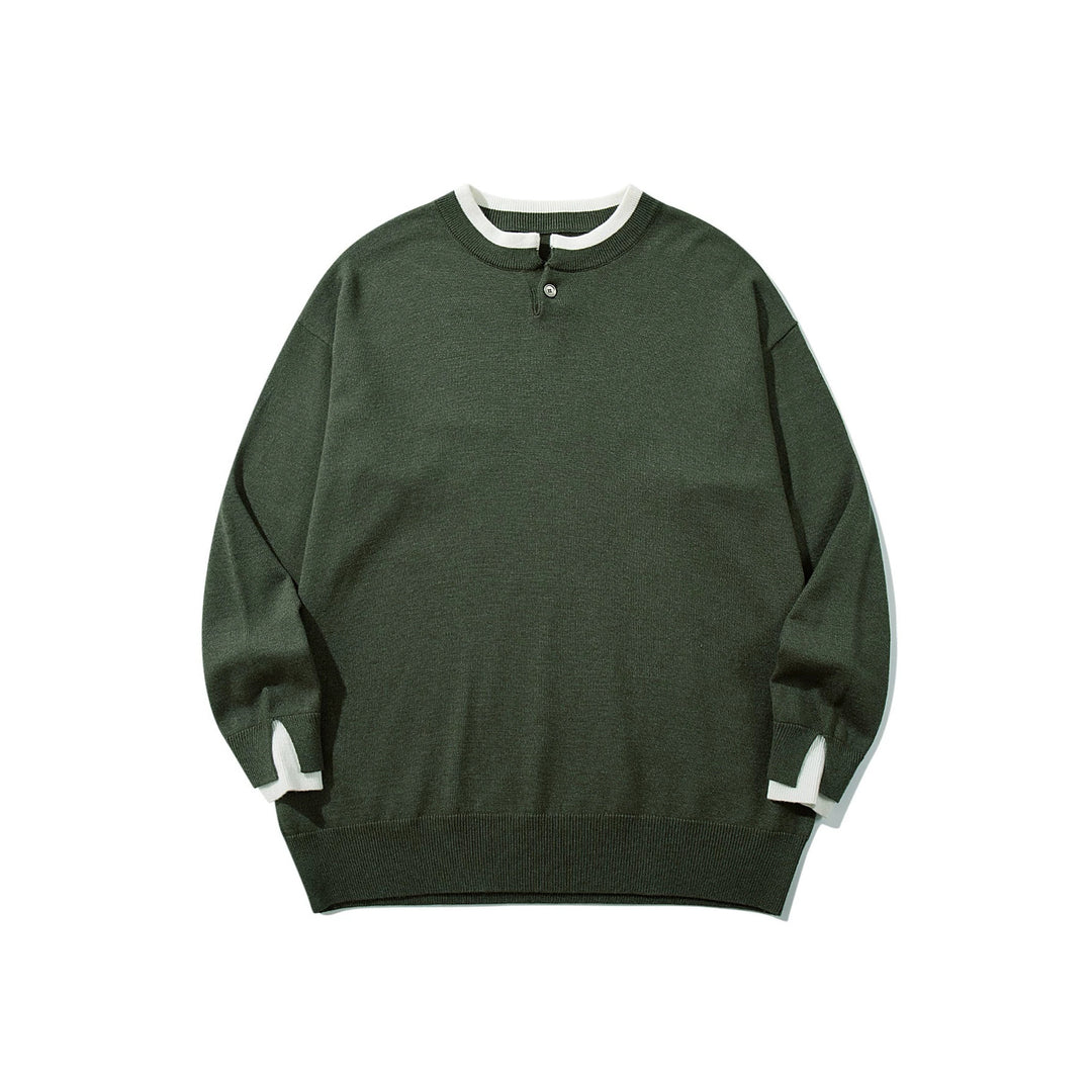 Unisex Oversize-Strickpullover mit kurzer Henley-Knopfleiste und Daumenloch-Manschetten Drune