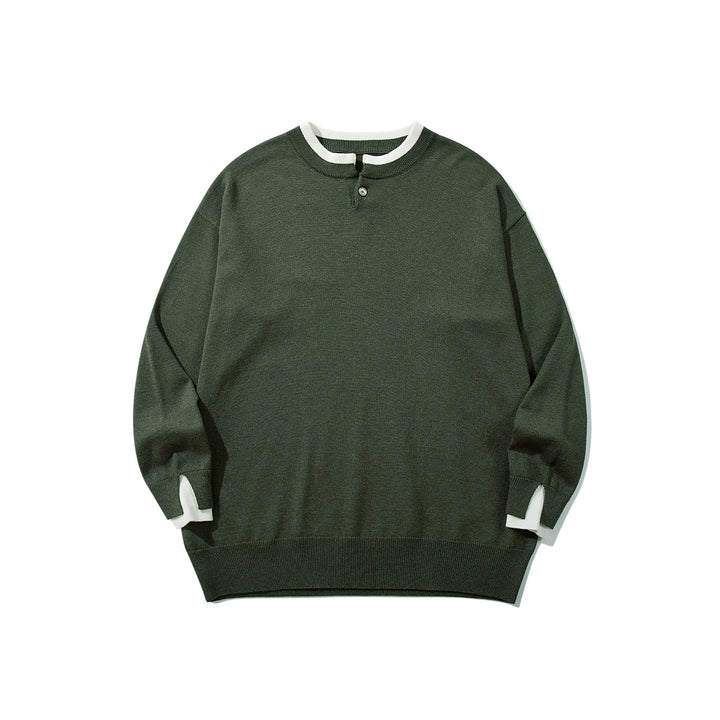 Unisex Oversize-Strickpullover mit kurzer Henley-Knopfleiste und Daumenloch-Manschetten Drune