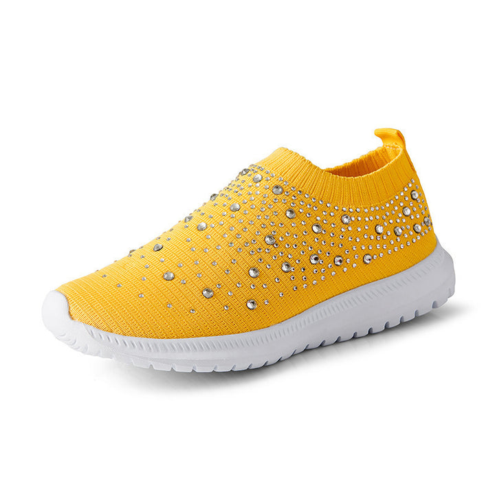 Damen Elastischer Sock-Sneaker mit Strass‑Nieten, atmungsaktivem Strickschaft und dämpfender Komfortsohle Drune