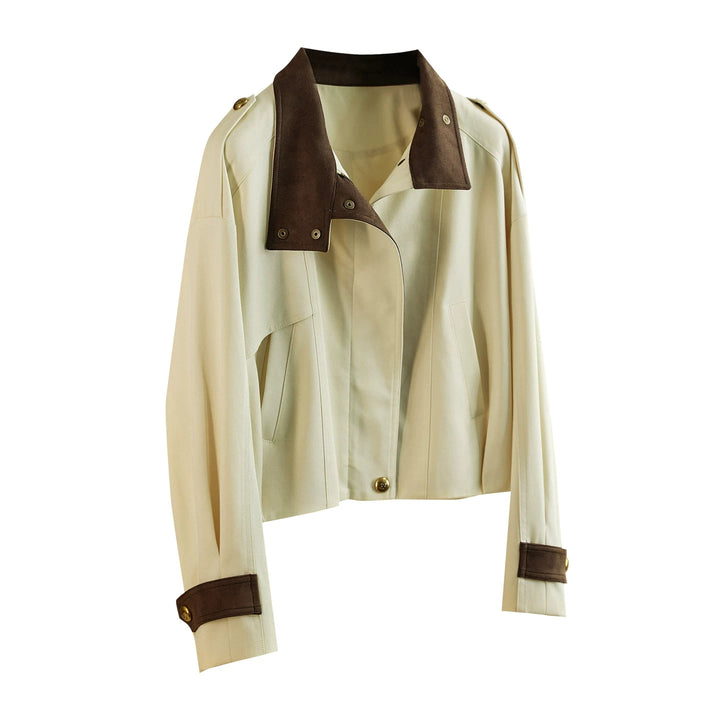 Damen Modische und elegante Kurzjacke mit samtigem Kragen Drune