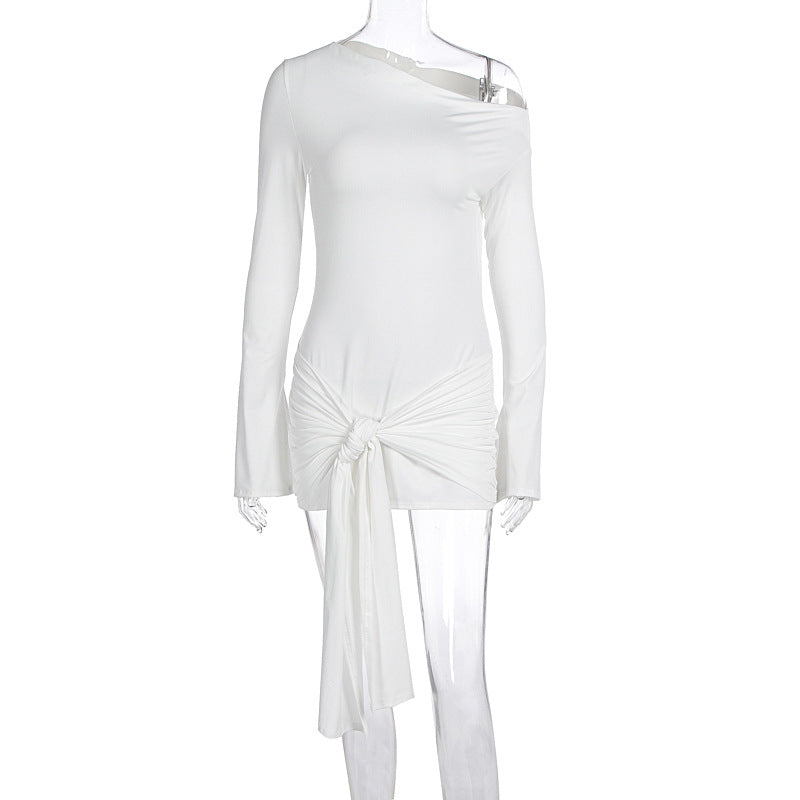 Damen asymmetrisches Wickeloberteil mit dekorativem Knoten Drune