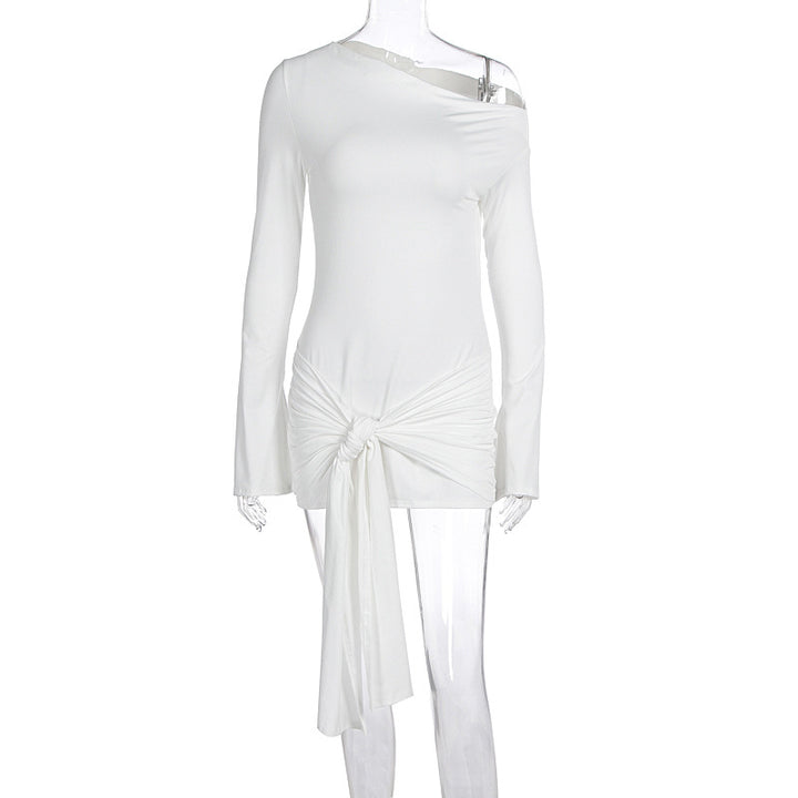 Damen asymmetrisches Wickeloberteil mit dekorativem Knoten Drune