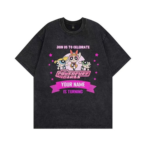 Damen T-Shirt mit angepasstem Powerpuff Girls Grafikdruck Drune