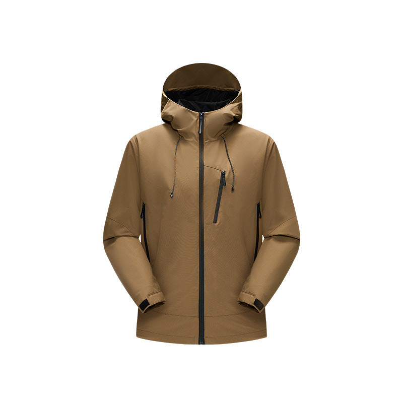 Herren Wasserabweisende Softshell‑Jacke mit verstellbarer Kapuze und schräger Brusttasche Drune