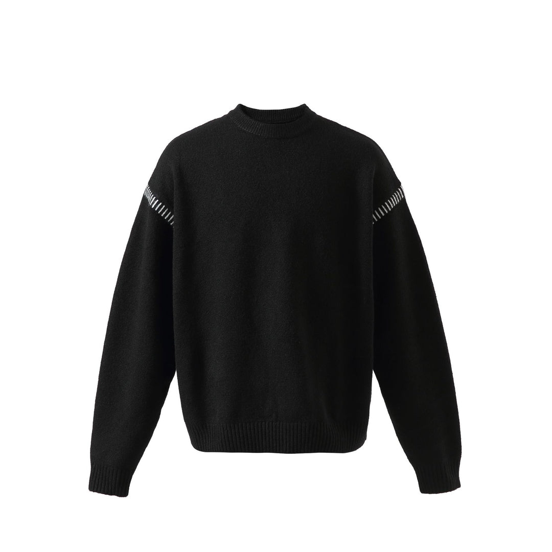 Damen Weicher Oversize Wollmix-Pullover mit Rundhalsausschnitt und dekorativer Schulternaht Drune