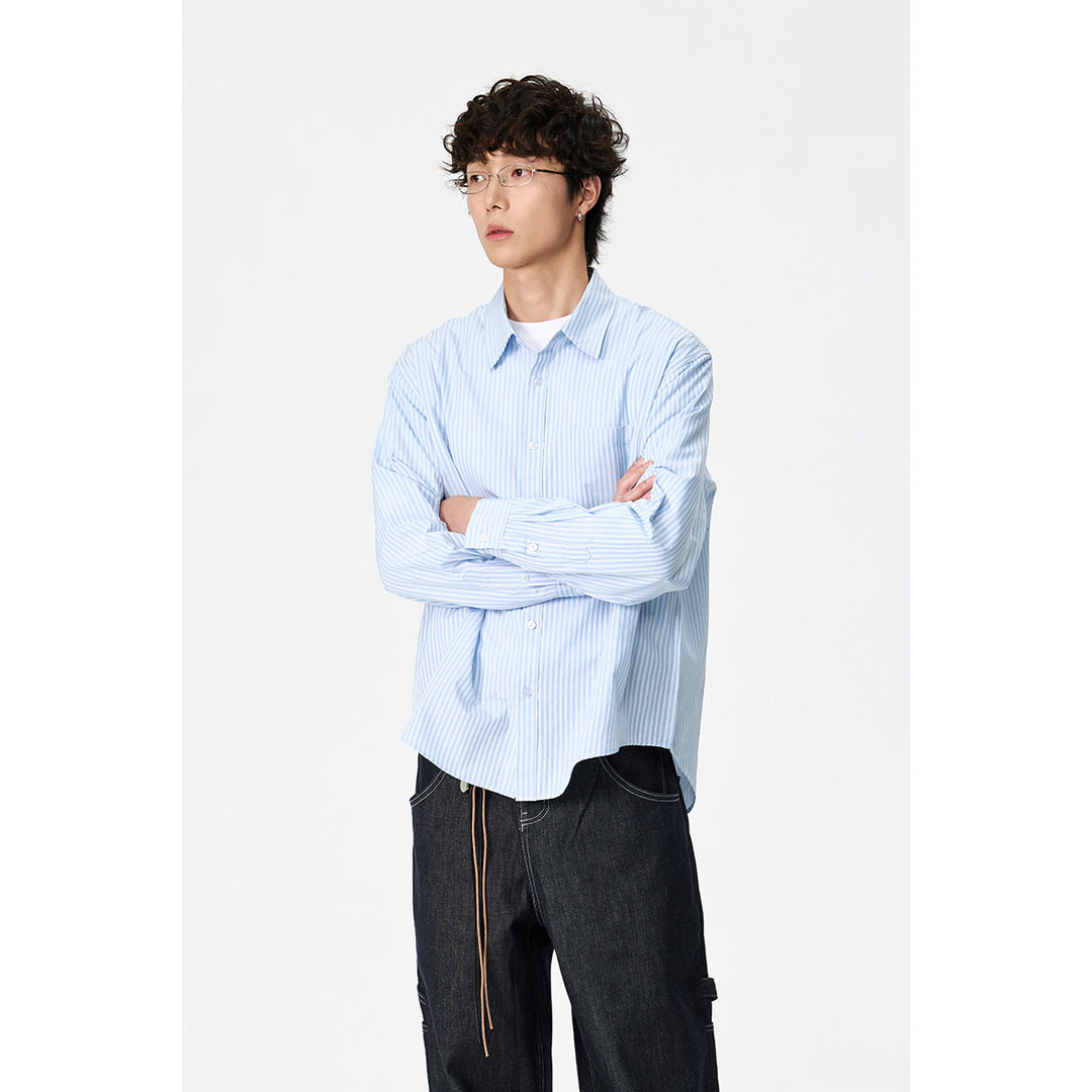 Damen Oversize-Hemdbluse mit Kentkragen, Brusttasche und gerundetem Saum Drune