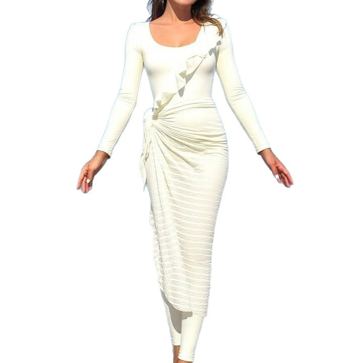 Damen Elegantes Sommerkleid mit Wickeloptik Drune