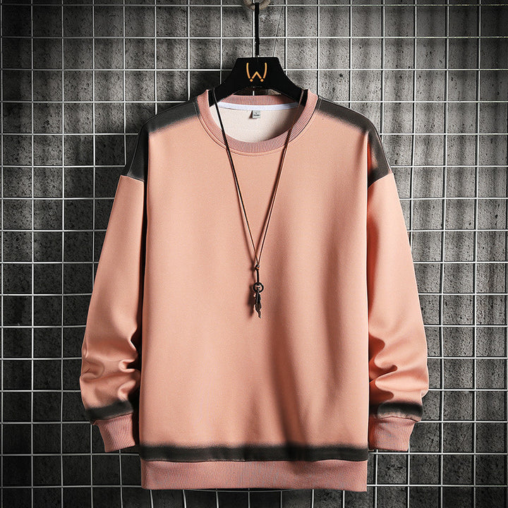 Herren Oversize-Sweatshirt mit Rundhals, kontrastiertem Spray‑Effekt und geripptem Saum Drune