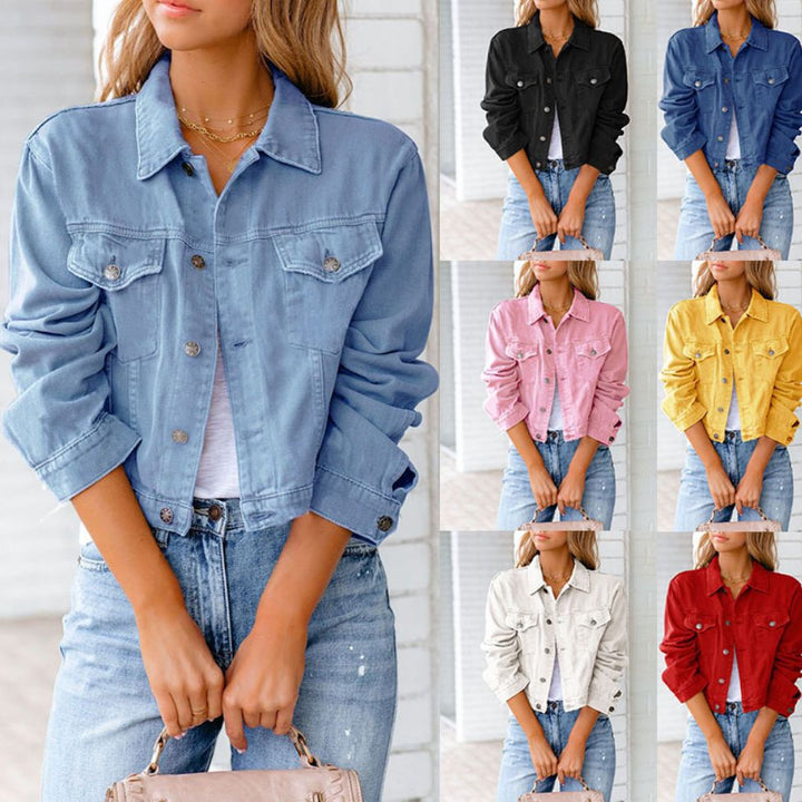Damen Kurze Denimjacke mit modischem Schnitt Drune
