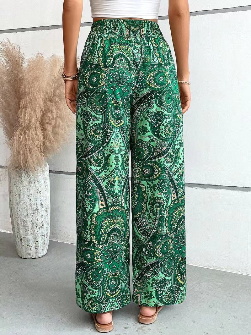 Damen weite Palazzo-Hose mit elastischem Bund und paisley Muster Drune