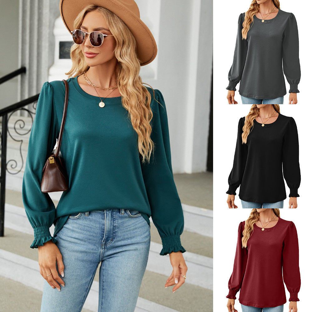 Damen Pullover mit Puffärmeln und elastischen Bündchen Drune