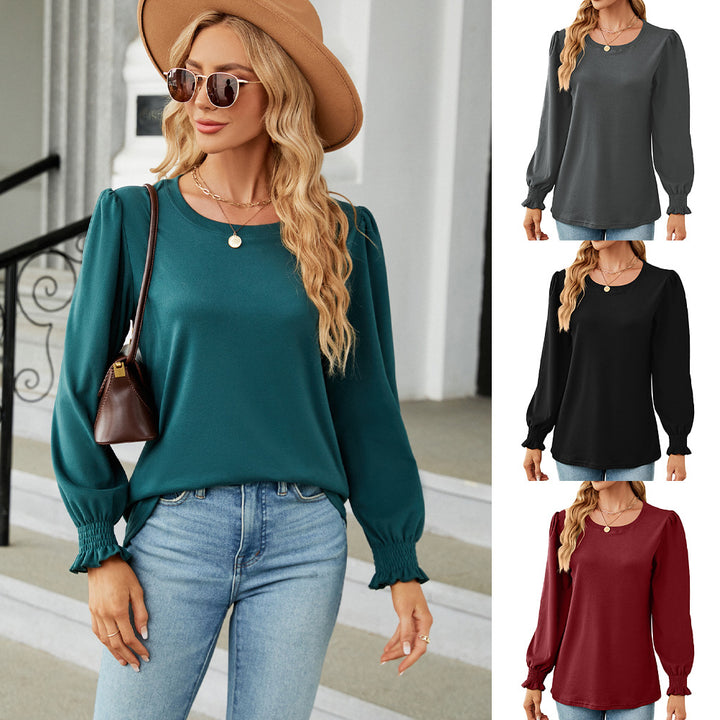 Damen Pullover mit Puffärmeln und elastischen Bündchen Drune