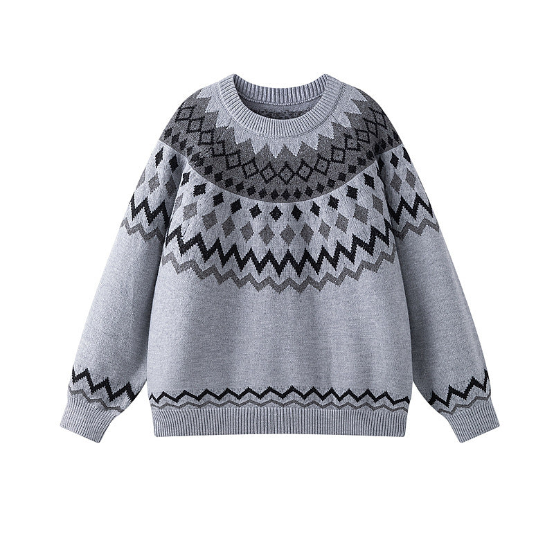 Damen Grobstrickpullover mit geometrischem Muster Drune