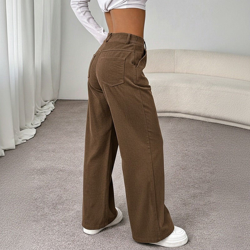Damen Bequeme Weite Hochtaillierte Hose Drune