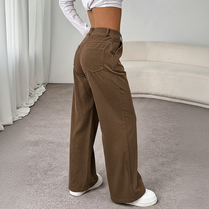 Damen Bequeme Weite Hochtaillierte Hose Drune