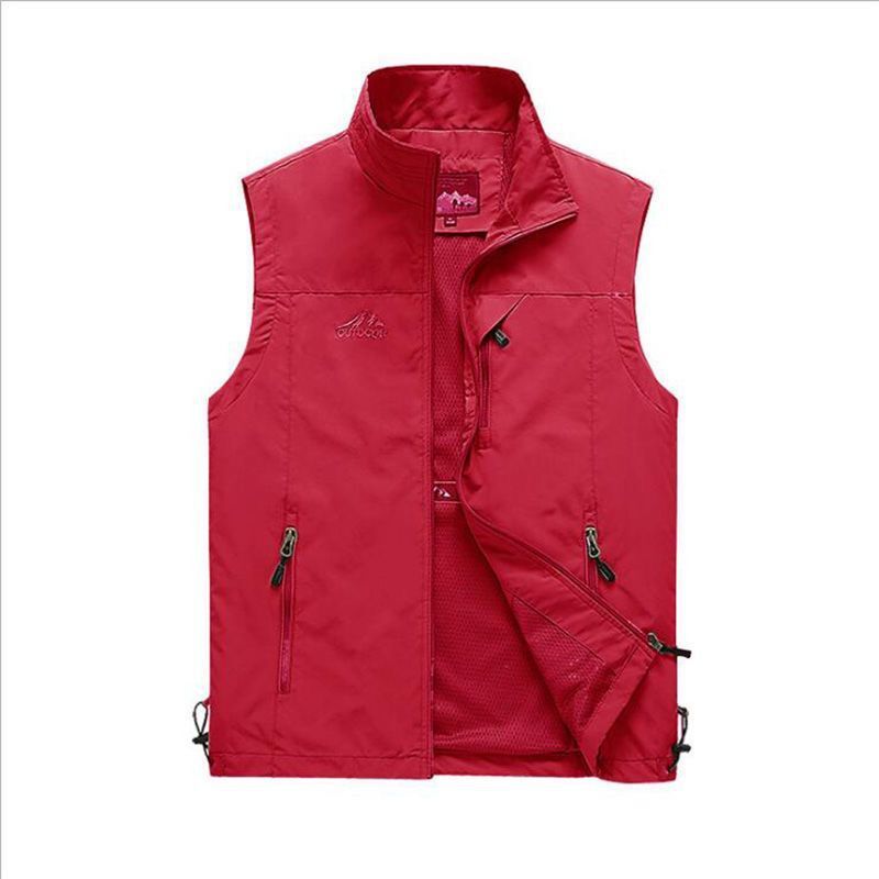 Herren Leichte Multifunktionale Outdoor-Weste mit Reißverschlusstaschen und Stehkragen Drune