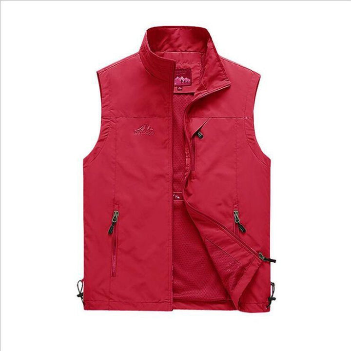 Herren Leichte Multifunktionale Outdoor-Weste mit Reißverschlusstaschen und Stehkragen Drune