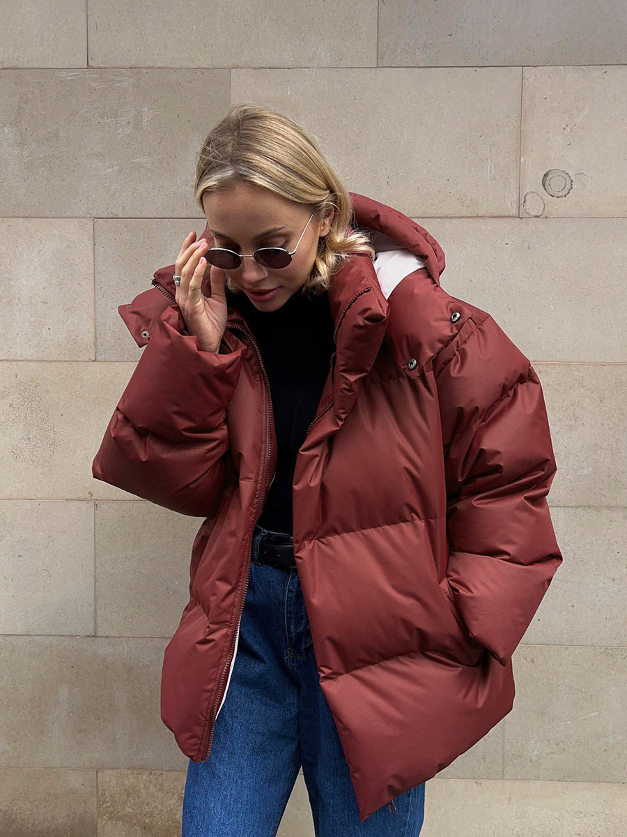 Damen sportliche Daunenjacke mit hohem Kragen und voluminösem Schnitt Drune