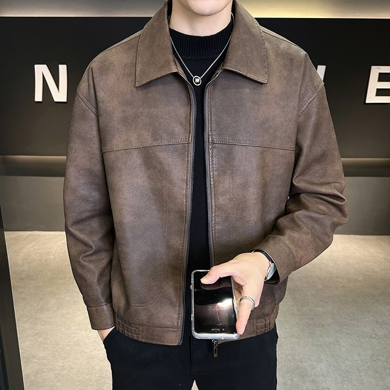 Herren Modische Jacke im Lederlook Drune
