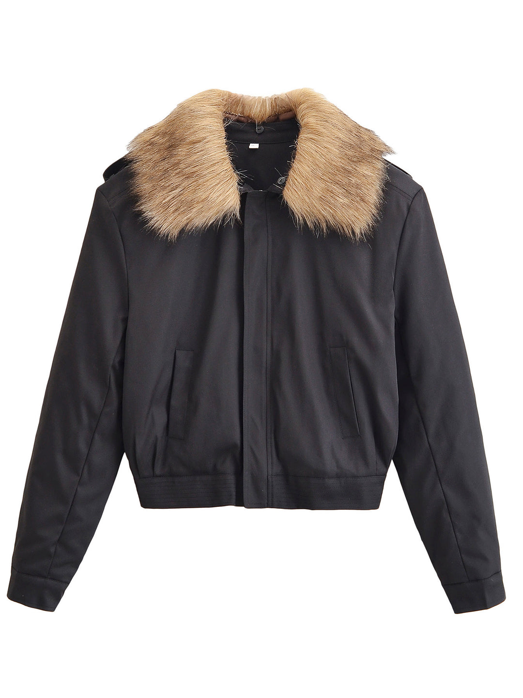 Damen Kurze Bomberjacke mit abnehmbarem Faux-Fur-Kragen Drune