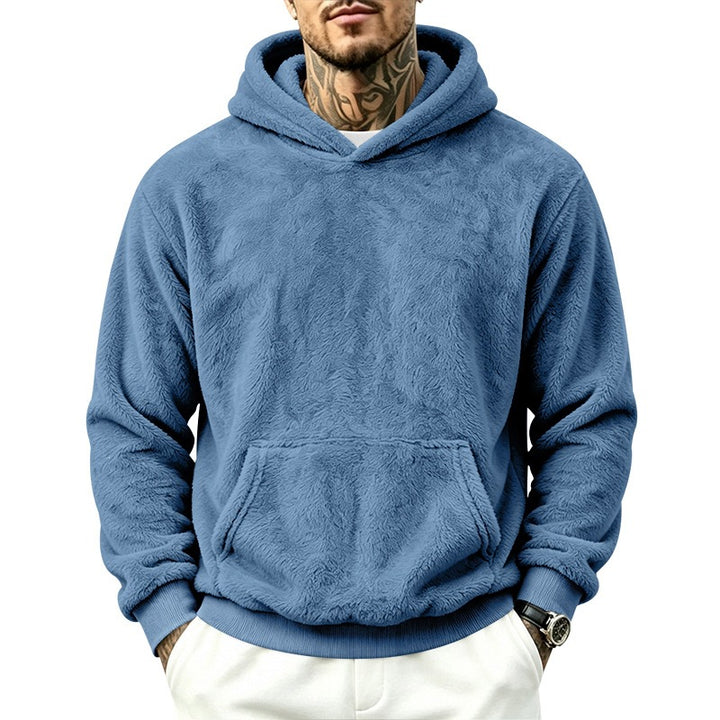 Herren Kuscheliger Fleece-Hoodie mit Kängurutasche und geripptem Saum Drune