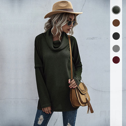 Damen Gerippter Feinstrick-Longsleeve mit Rollkragen, Seitenschlitzen und verlängertem Rückenteil Drune