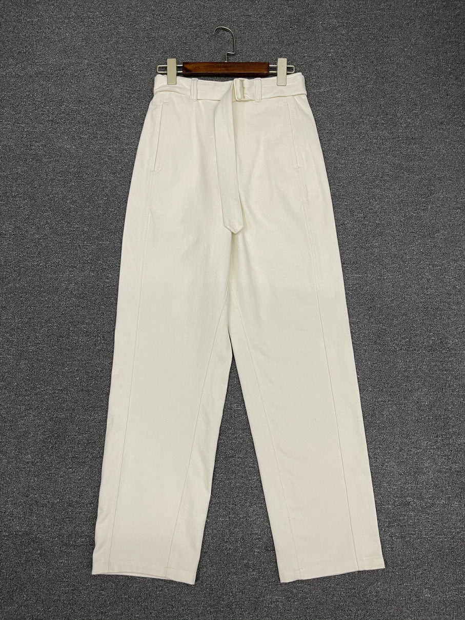 Damen Elegante und bequeme High-Waist-Hose mit Gürtel Drune