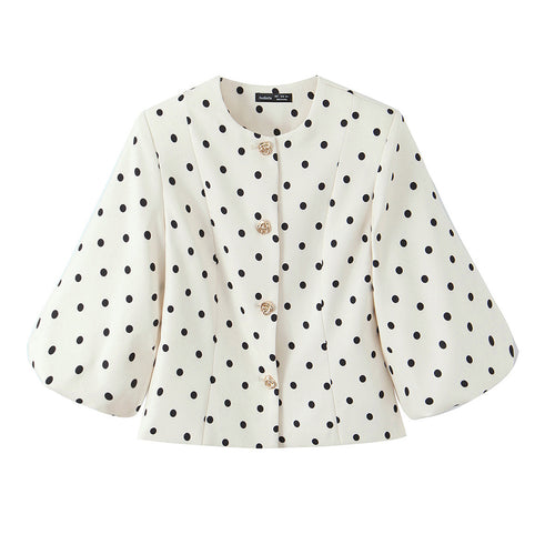 Damen elegante Bluse mit Puffärmeln und Knopfdetails Drune