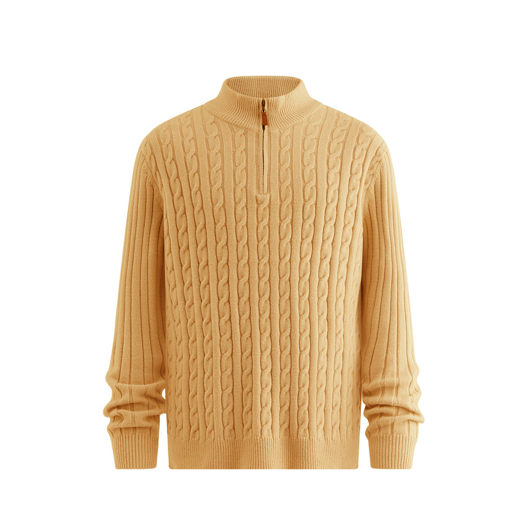 Herren Klassischer Grobstrickpullover mit Zippkragen Drune