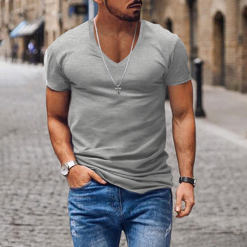 Herren lässiges V-Ausschnitt T-Shirt Drune