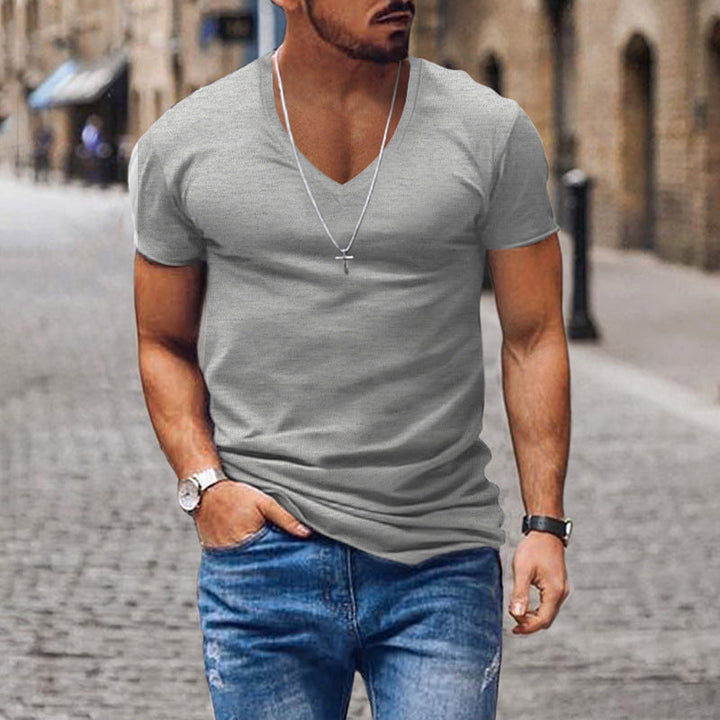 Herren lässiges V-Ausschnitt T-Shirt Drune