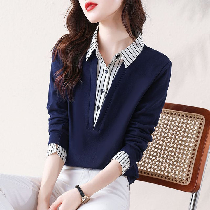 Damen elegantes Poloshirt mit modernem Kapuzenkragen und feinen Knopfdetails Drune