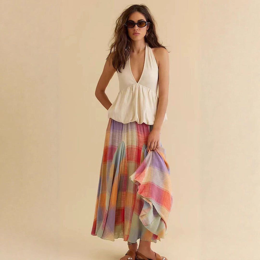 Damen Midirock mit farbenfrohem geometrischem Muster Drune