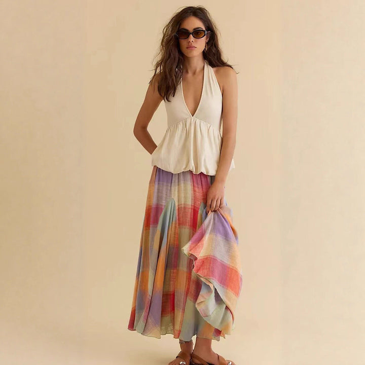 Damen Midirock mit farbenfrohem geometrischem Muster Drune