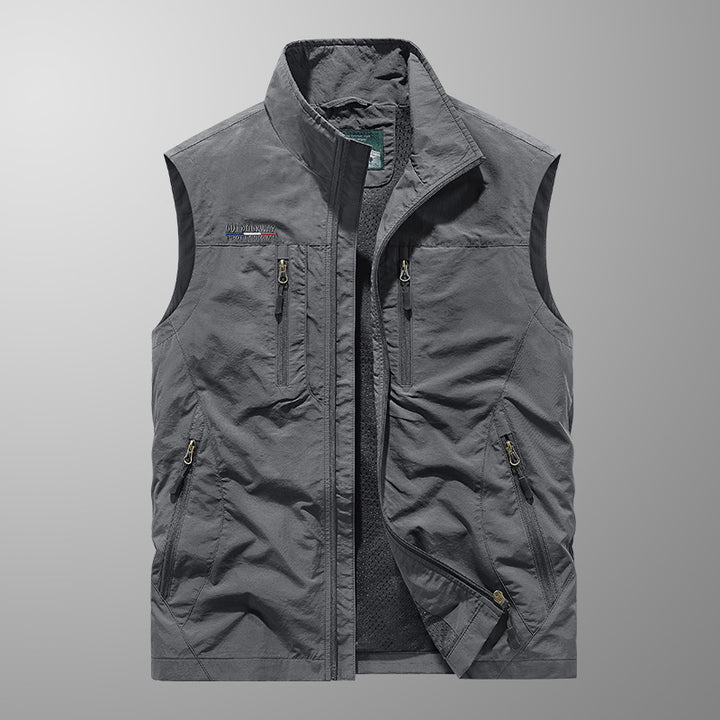 Herren Multifunktionale Outdoor-Utility‑Weste mit Mesh‑Innenfutter und zahlreichen Taschen Drune