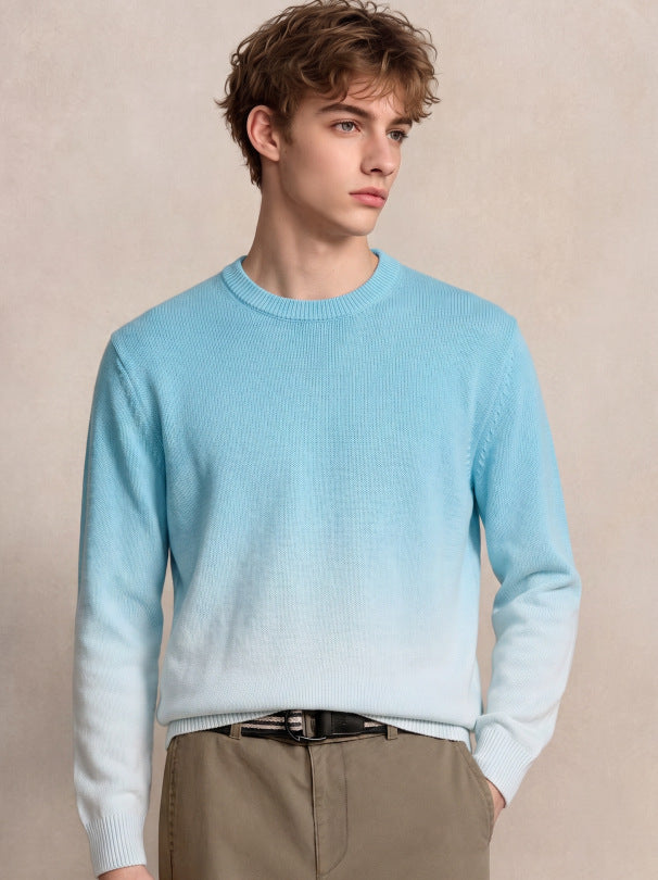 Herren Feinstrick-Pullover mit Dip-Dye-Effekt und Rundhalsausschnitt Drune