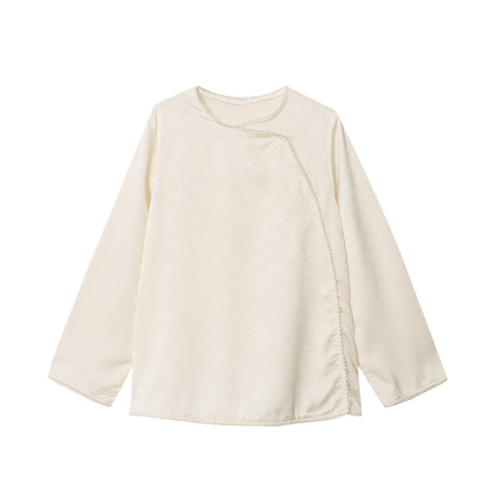 Damen Elegantes Oberteil mit weitem Schnitt und Perlendetails Drune