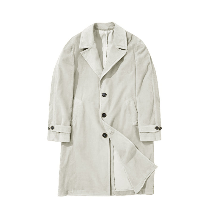 Herren Leichter langer Trenchcoat mit Reverskragen und aufgesetzten Eingrifftaschen Drune