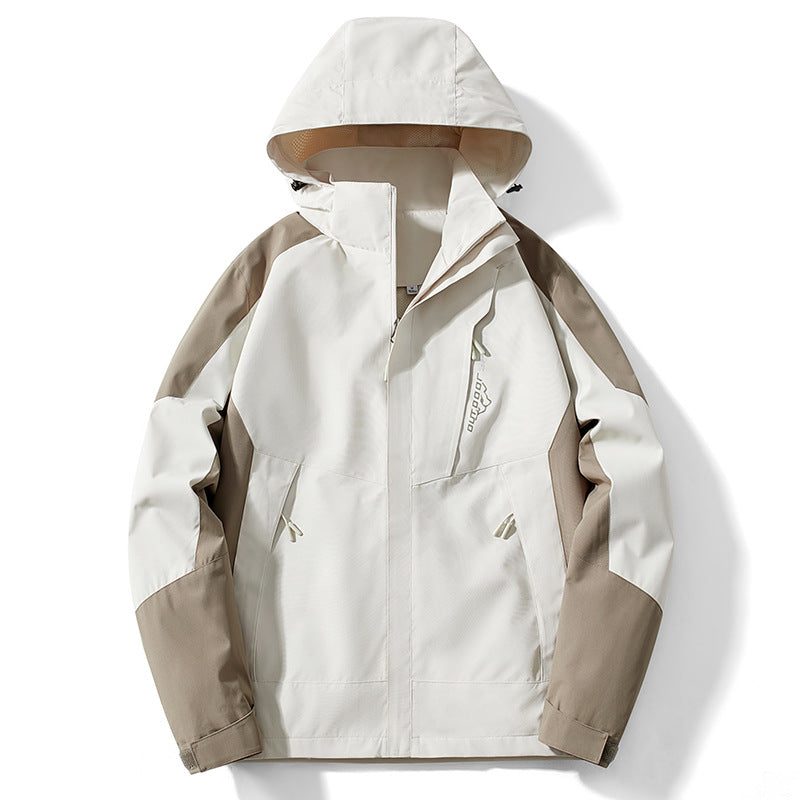 Herren Colorblock Softshell-Trekkerjacke mit Kapuze, verdeckten Reißverschlüssen und seitlichen Eingrifftaschen Drune