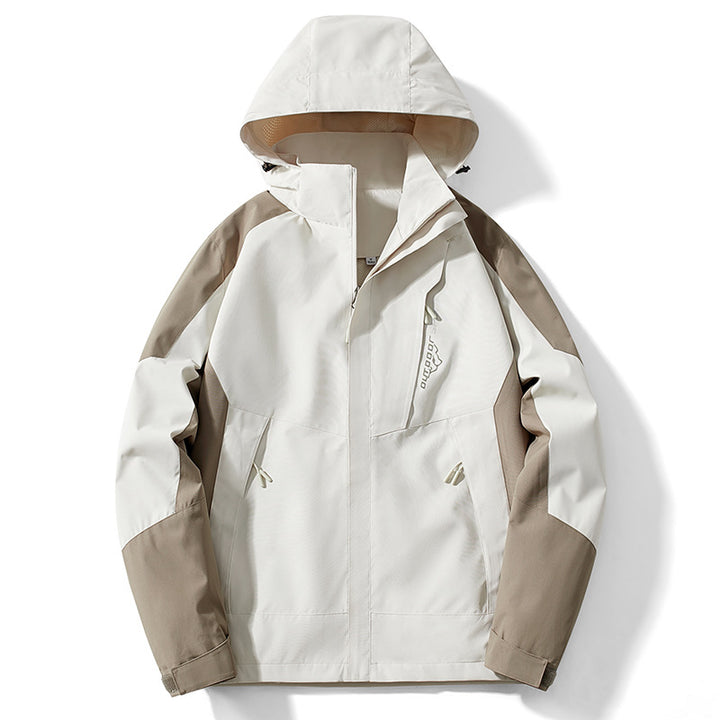 Herren Colorblock Softshell-Trekkerjacke mit Kapuze, verdeckten Reißverschlüssen und seitlichen Eingrifftaschen Drune