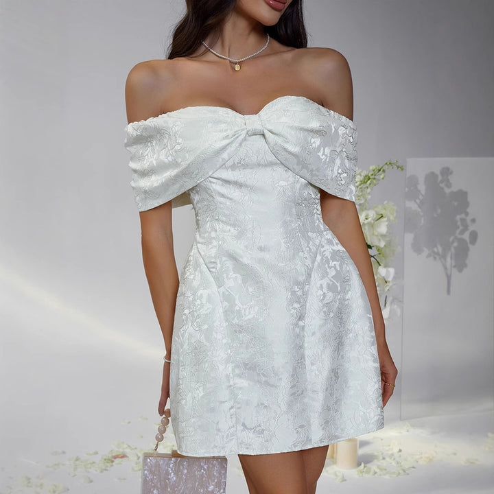 Damen Off-Shoulder Kleid mit floralem Design und elegantem Bustier Drune