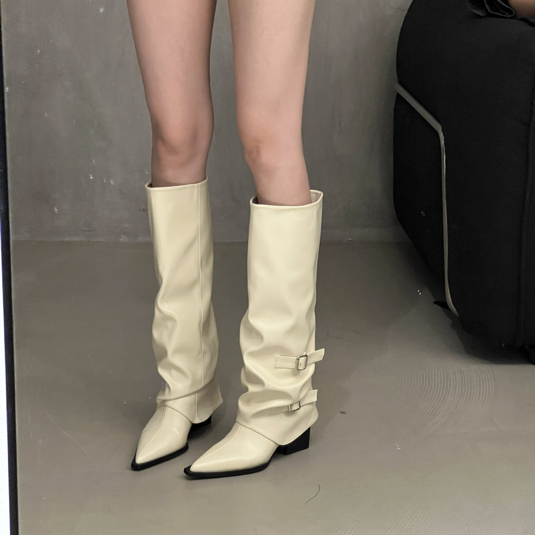 Damen Elegante und vielseitige Overkneestiefel Drune