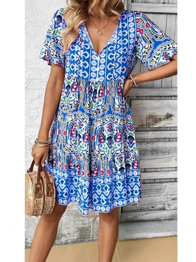 Damen Boho Kleid Drune