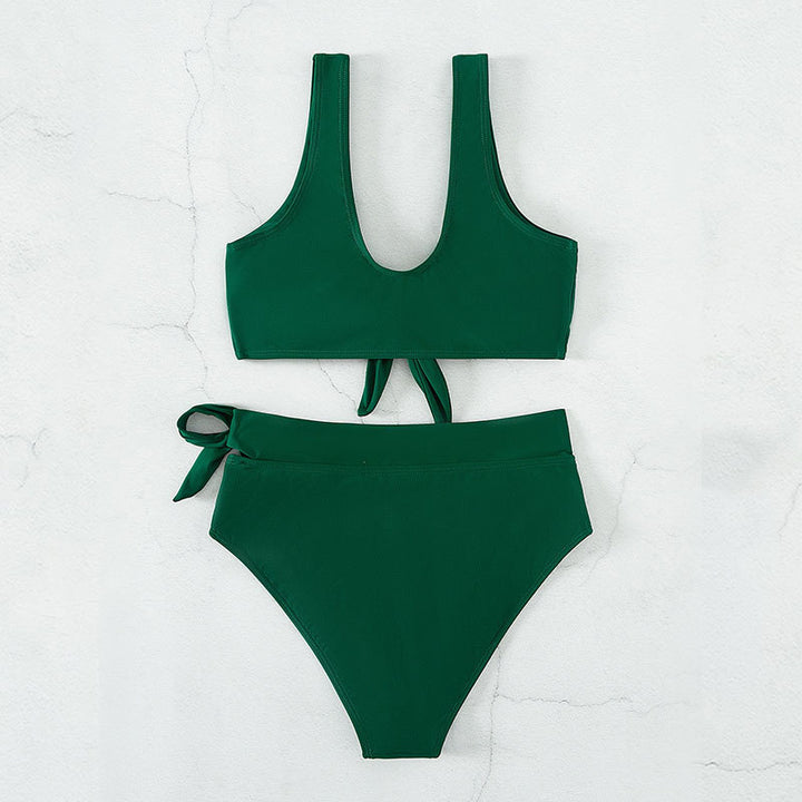 Damen Hoch tailliertes Bikini-Set mit modischem Knotendesign Drune