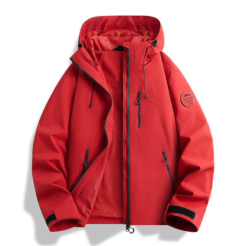 Damen Leichte wasserdichte Kapuzenjacke mit Teddy‑Charm und verdeckten Reißverschlusstaschen Drune