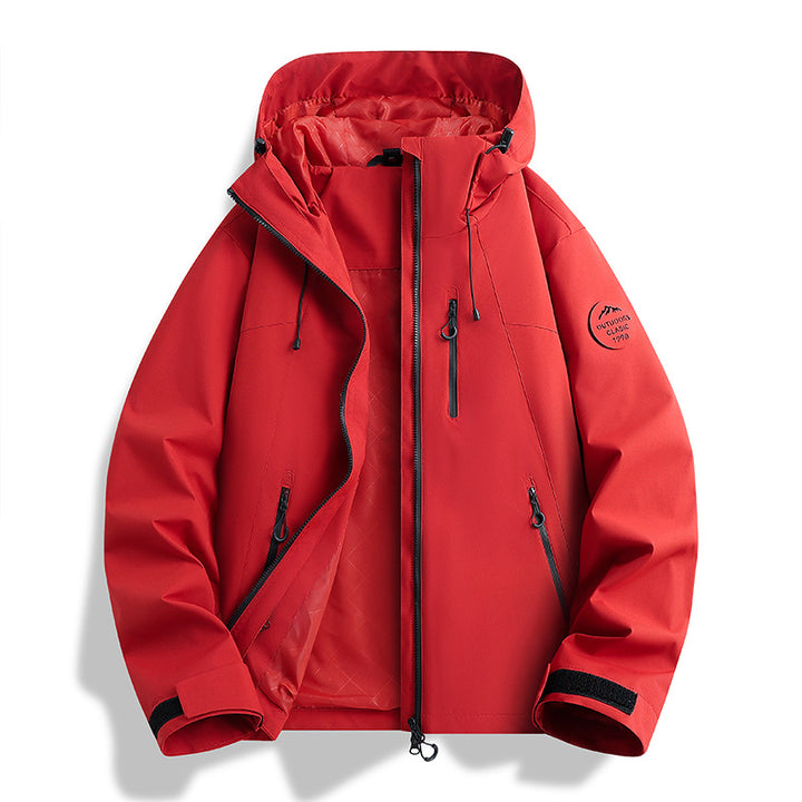 Damen Leichte wasserdichte Kapuzenjacke mit Teddy‑Charm und verdeckten Reißverschlusstaschen Drune