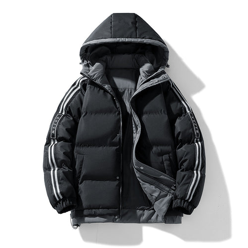 Herren sportive Stepp-Kapuzenjacke mit Zweiwege-Reißverschluss, Kordelzug und reflektierenden Schulterstreifen Drune